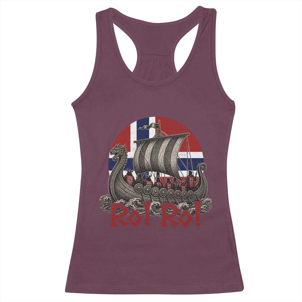 Ro Ro Norway Racerback Tank Top Norwegian Viking Row Longship Norge Football Fan