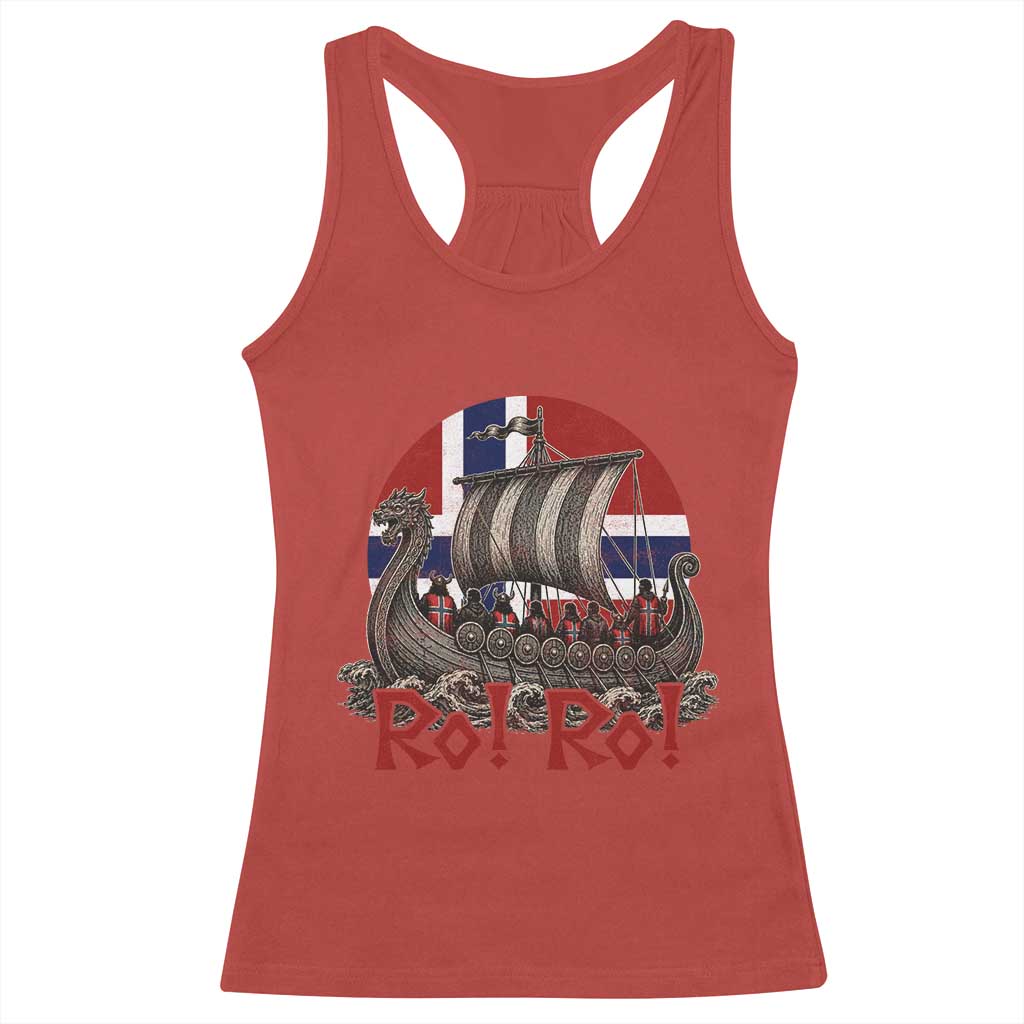 Ro Ro Norway Racerback Tank Top Norwegian Viking Row Longship Norge Football Fan