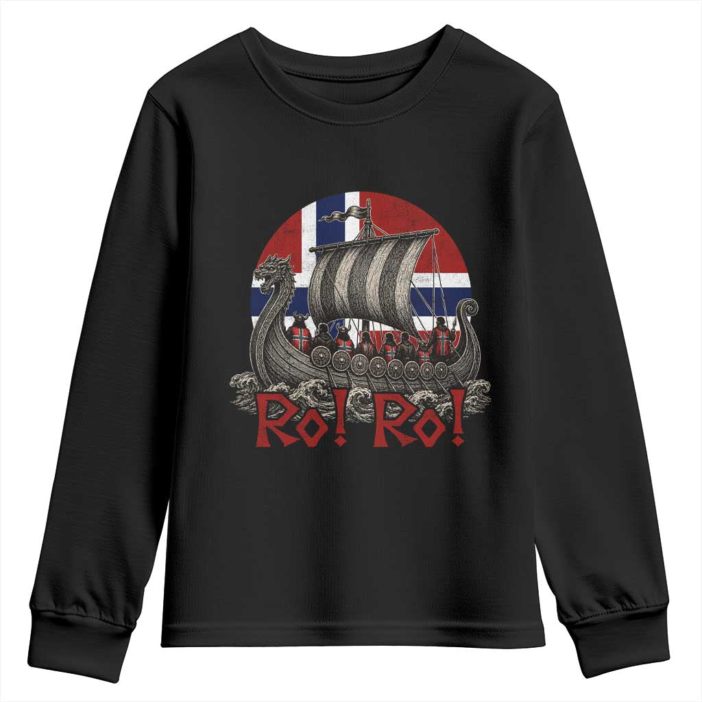 Ro Ro Norway Youth Sweatshirt Norwegian Viking Row Longship Norge Football Fan