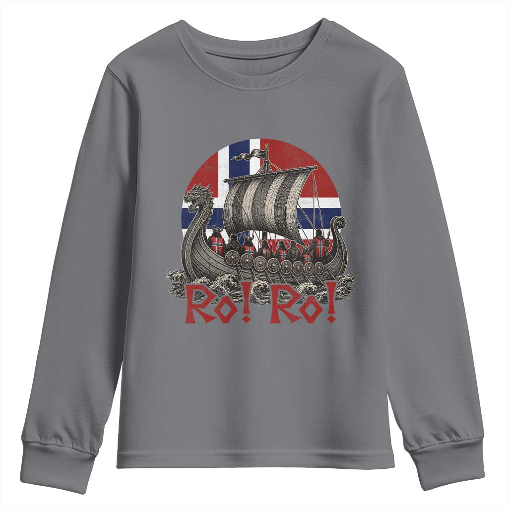 Ro Ro Norway Youth Sweatshirt Norwegian Viking Row Longship Norge Football Fan