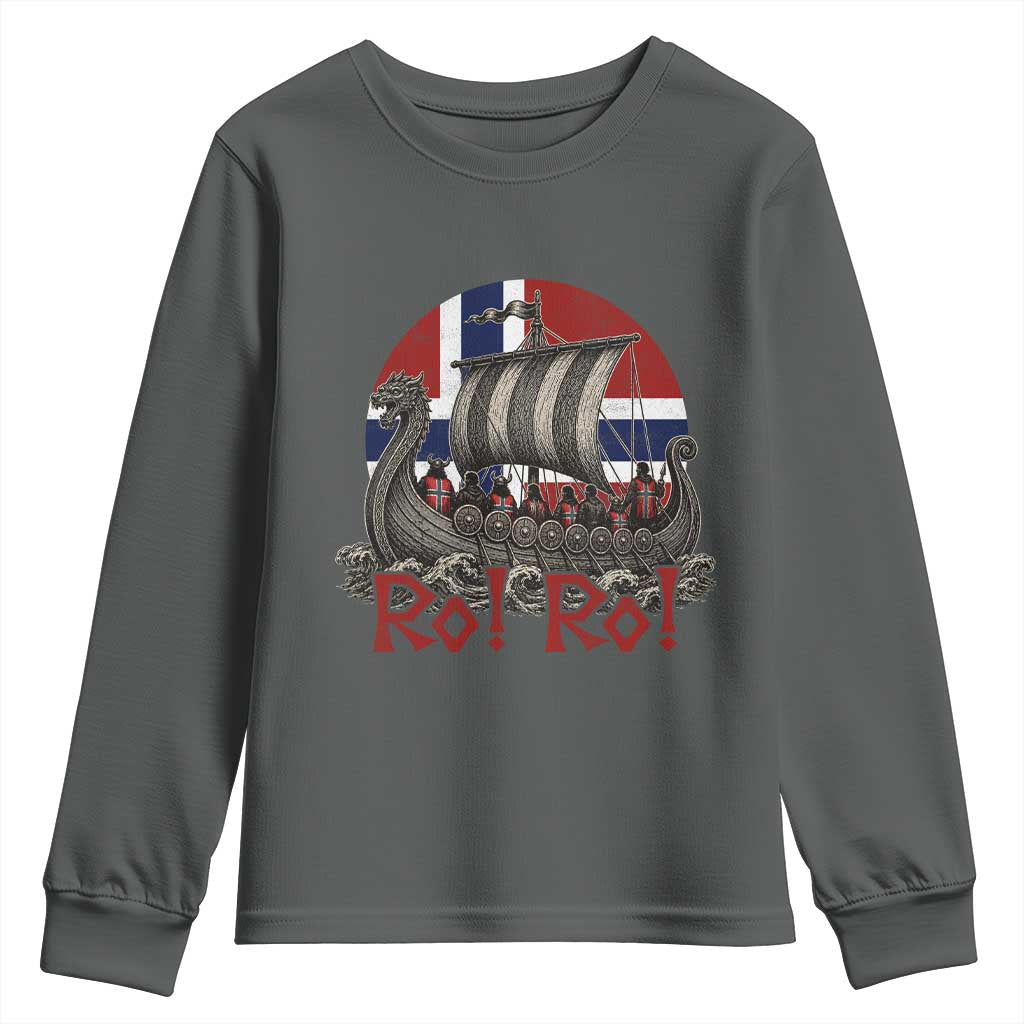 Ro Ro Norway Youth Sweatshirt Norwegian Viking Row Longship Norge Football Fan