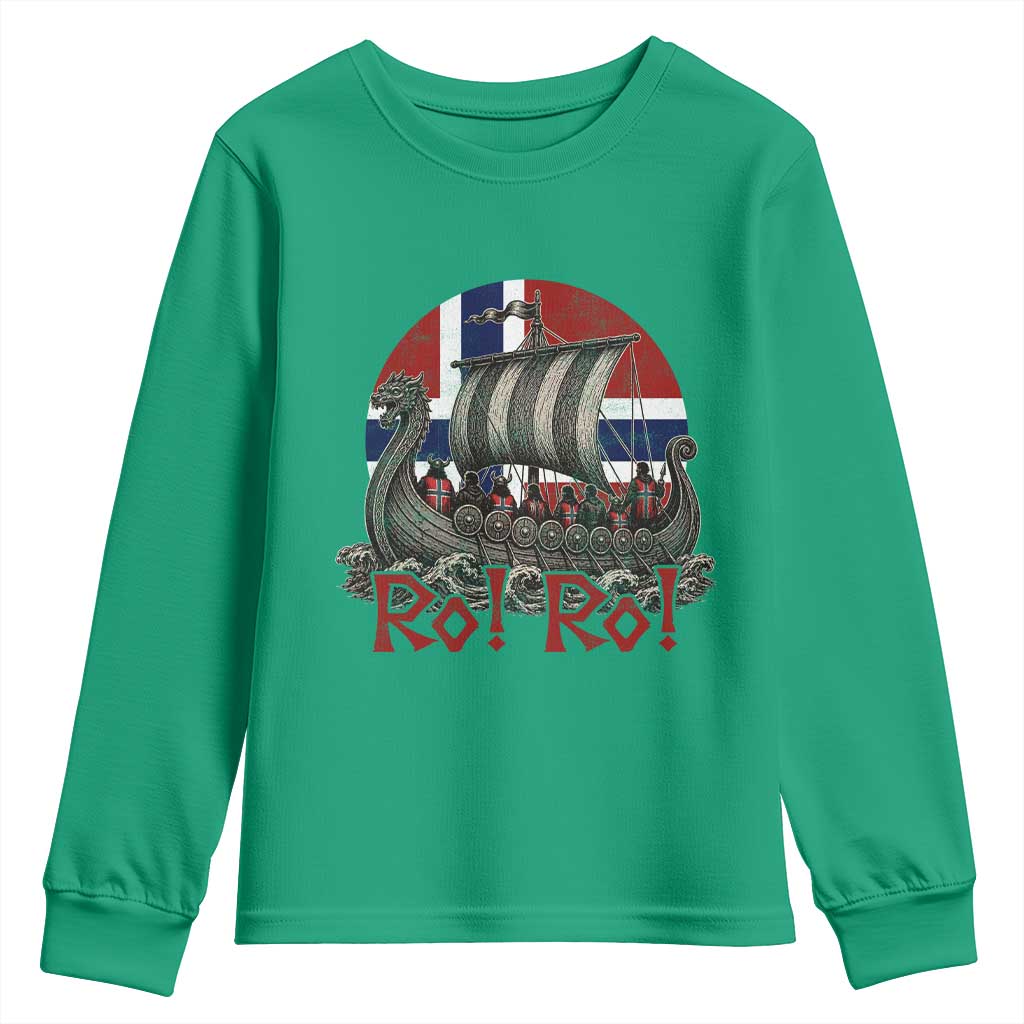 Ro Ro Norway Youth Sweatshirt Norwegian Viking Row Longship Norge Football Fan