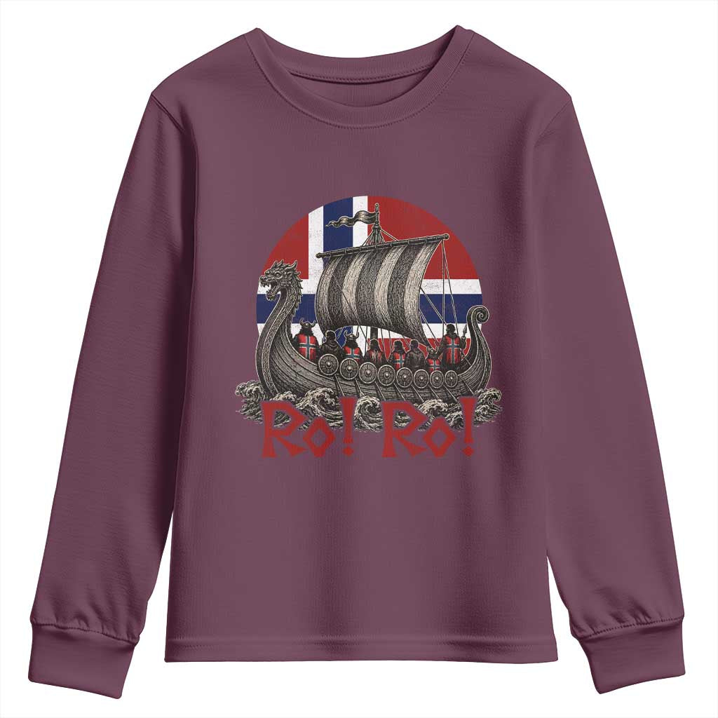 Ro Ro Norway Youth Sweatshirt Norwegian Viking Row Longship Norge Football Fan