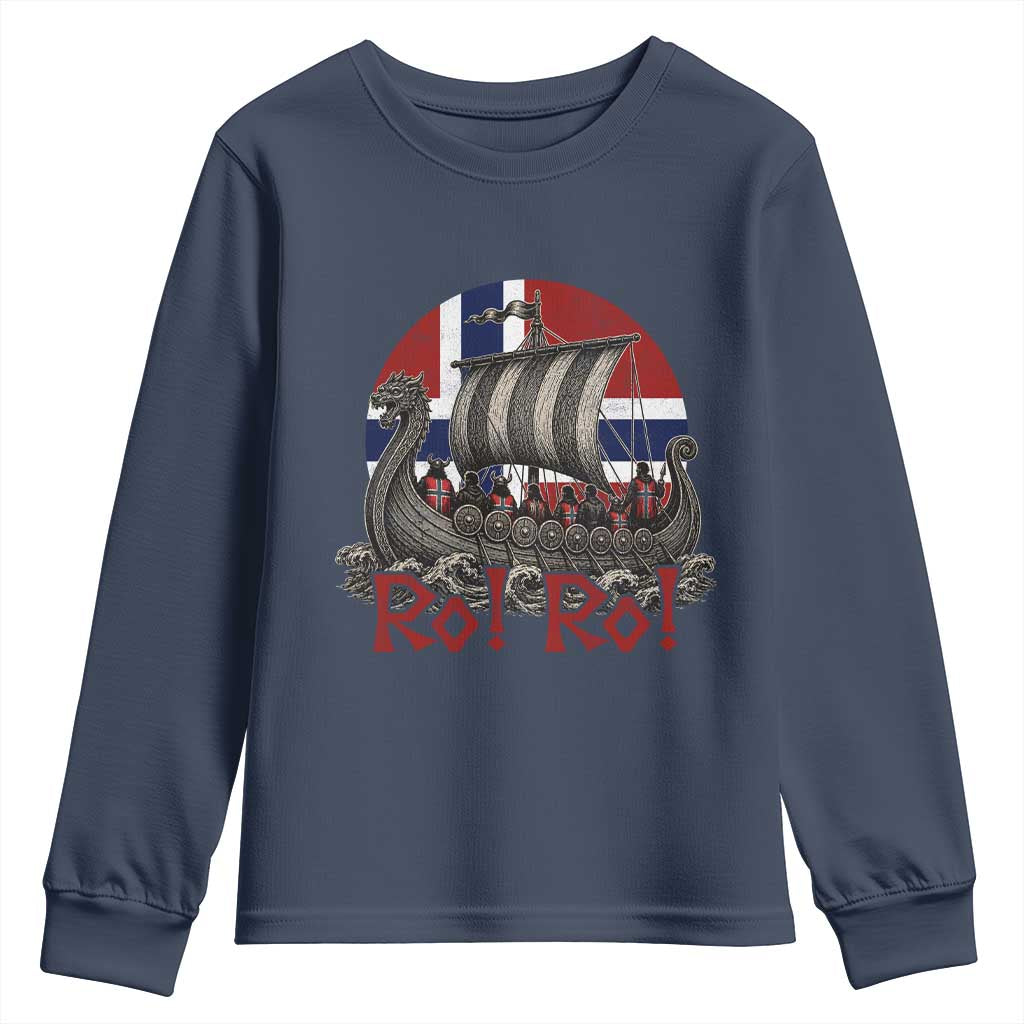 Ro Ro Norway Youth Sweatshirt Norwegian Viking Row Longship Norge Football Fan