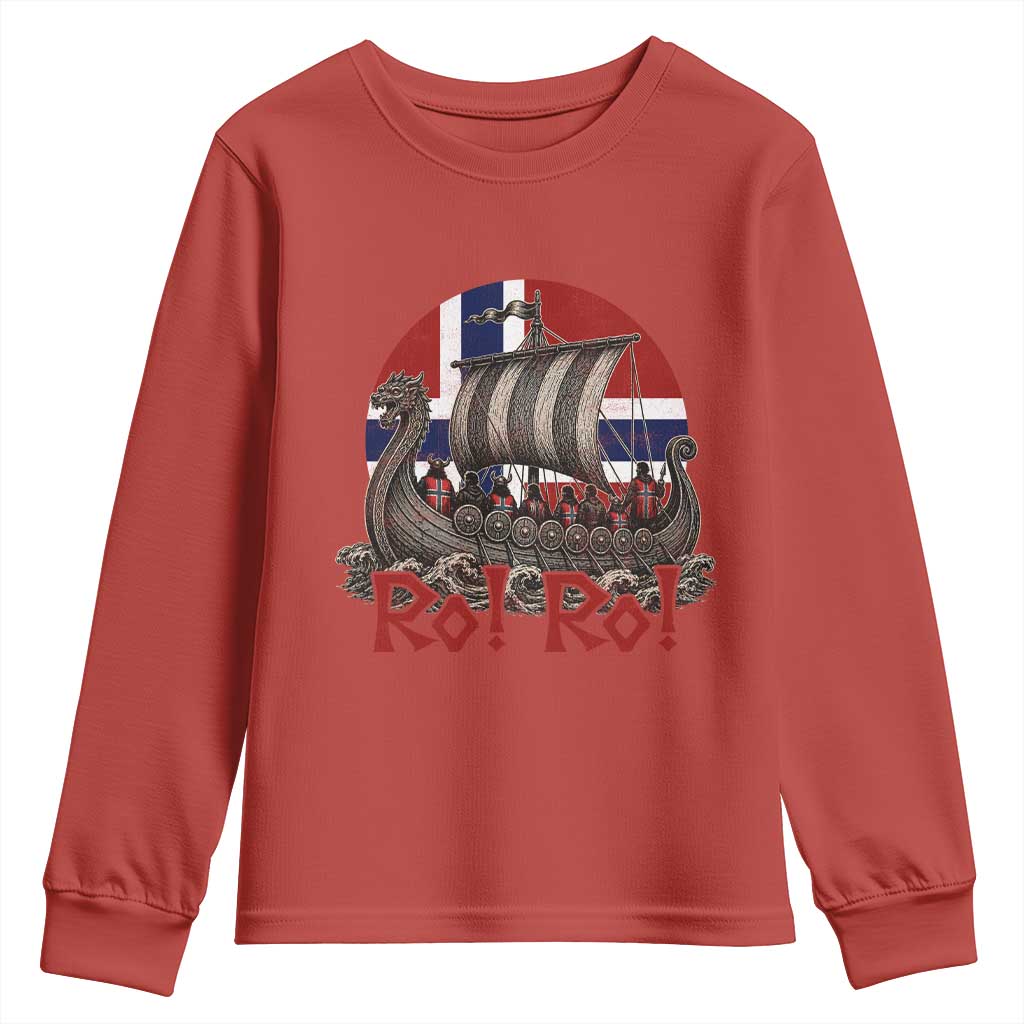Ro Ro Norway Youth Sweatshirt Norwegian Viking Row Longship Norge Football Fan