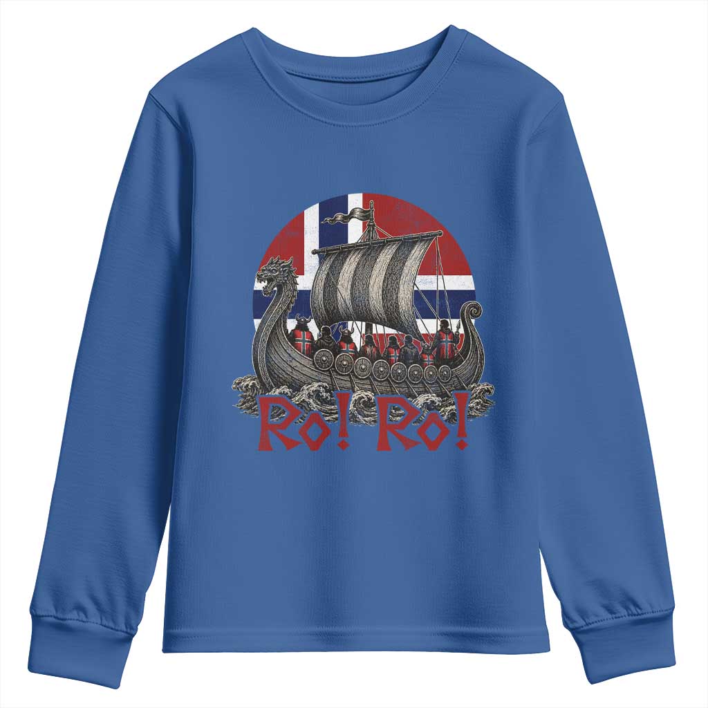 Ro Ro Norway Youth Sweatshirt Norwegian Viking Row Longship Norge Football Fan