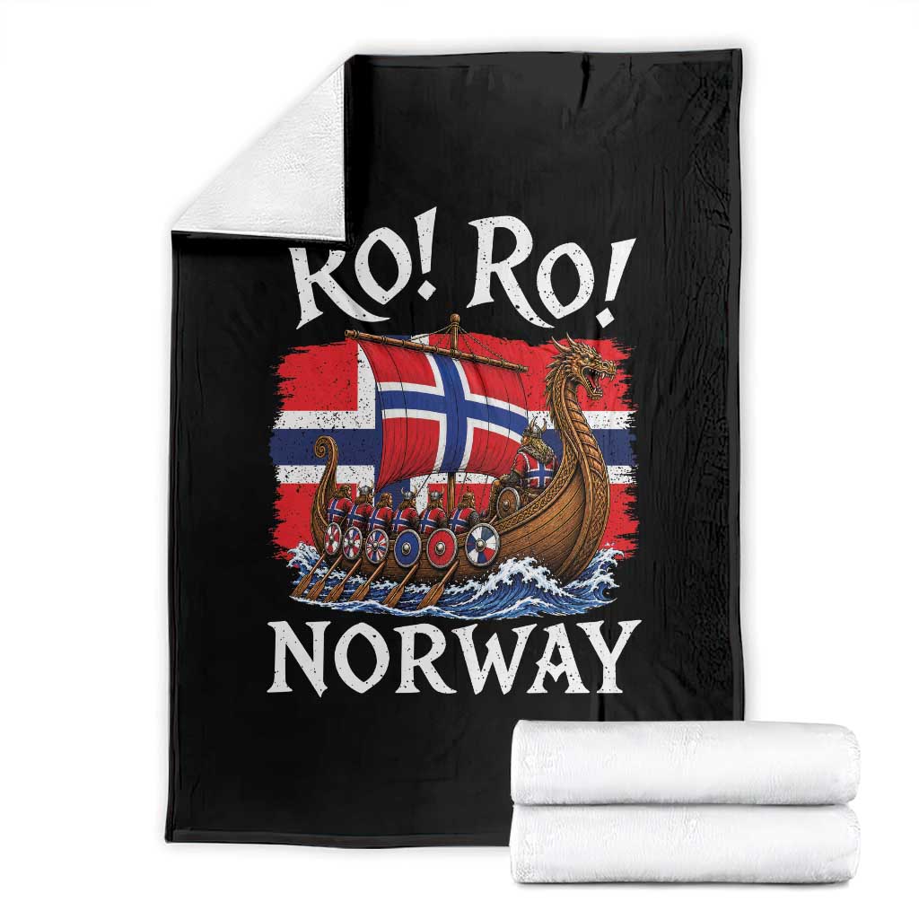 Ro Ro Norway Viking Row Throw Blanket Norwegian Flag Longship for Norge Football Fan