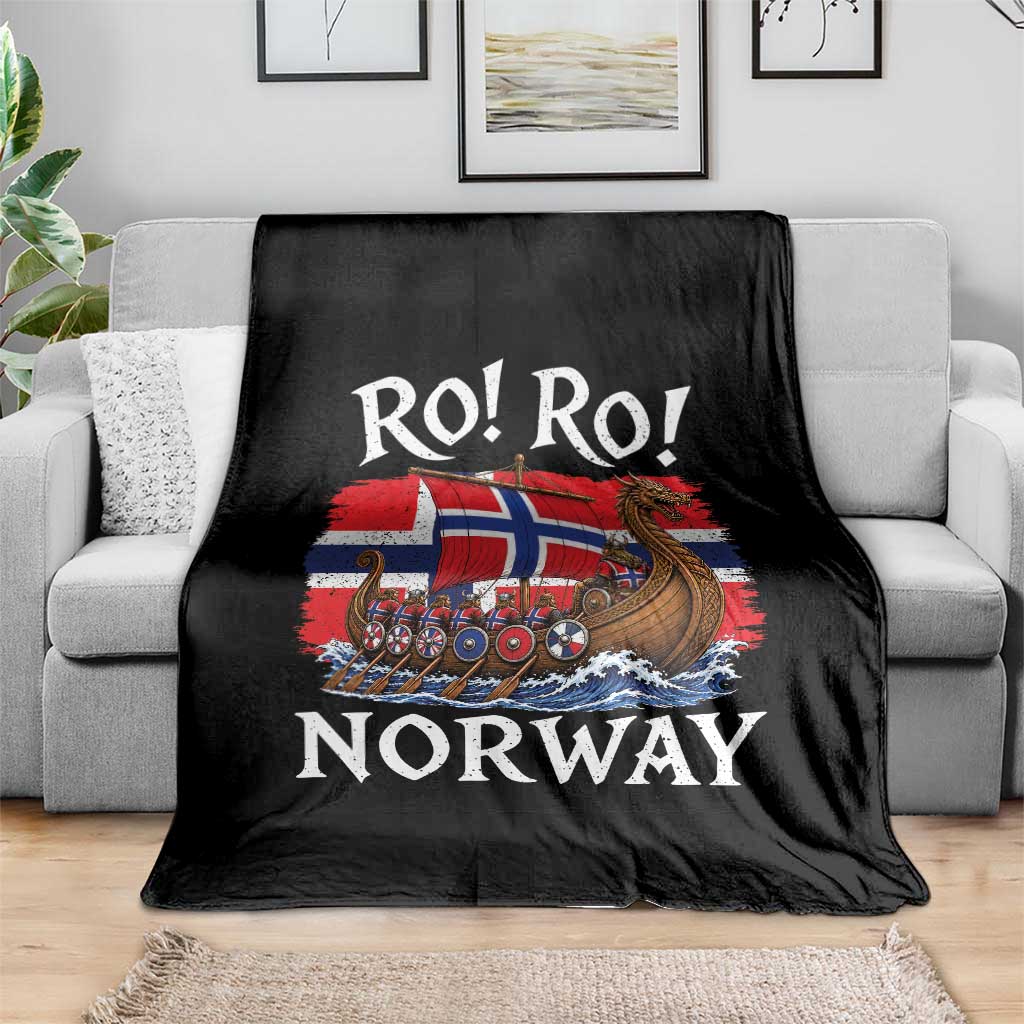 Ro Ro Norway Viking Row Throw Blanket Norwegian Flag Longship for Norge Football Fan