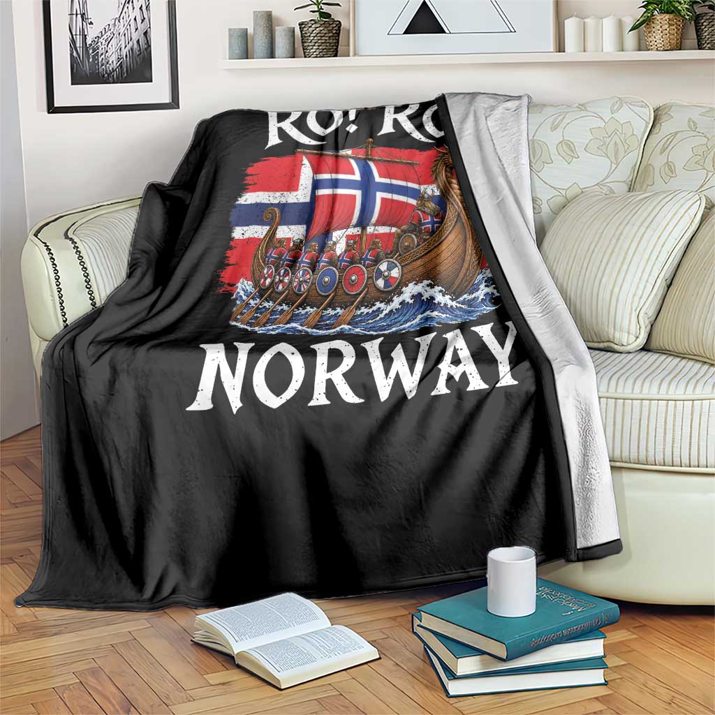 Ro Ro Norway Viking Row Throw Blanket Norwegian Flag Longship for Norge Football Fan