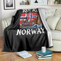 Ro Ro Norway Viking Row Throw Blanket Norwegian Flag Longship for Norge Football Fan