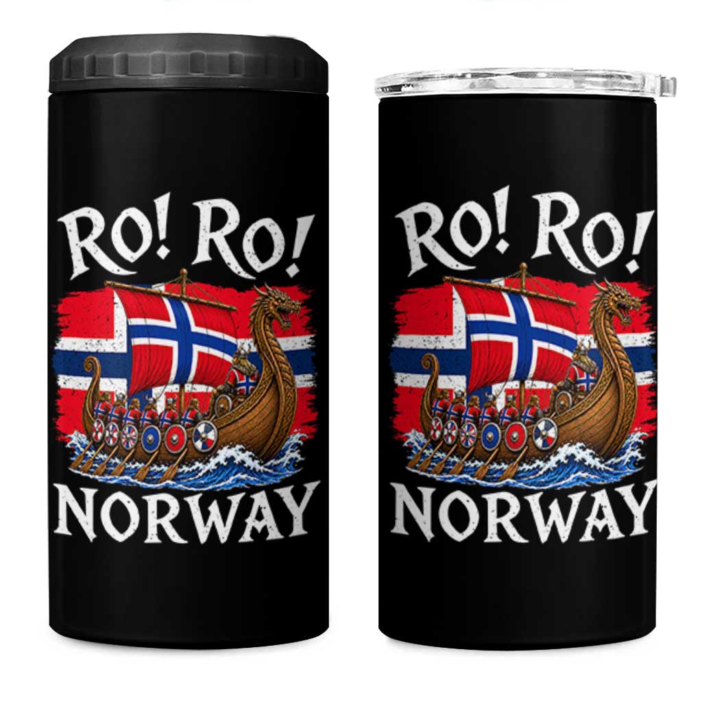 Ro Ro Norway Viking Row 4 in 1 Can Cooler Tumbler Norwegian Flag Longship for Norge Football Fan