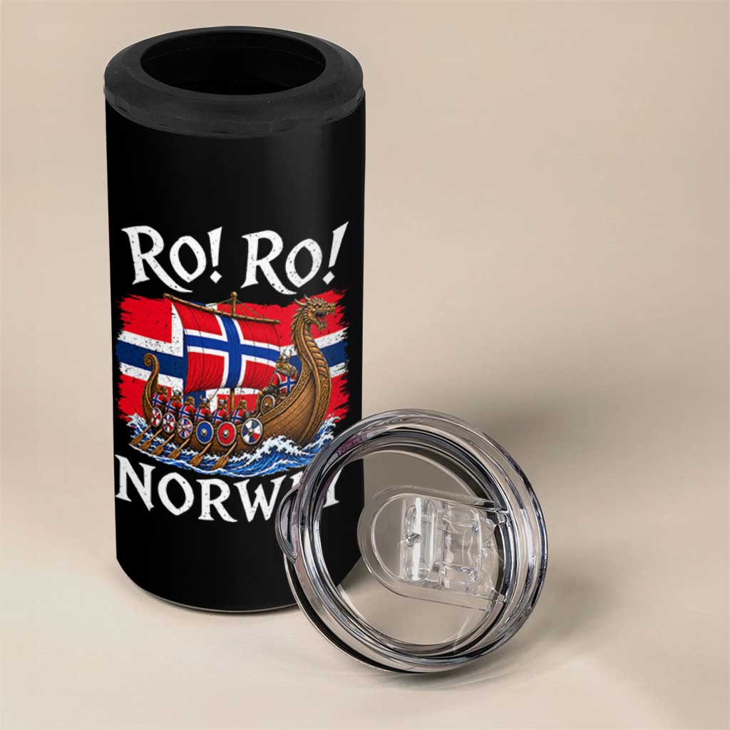 Ro Ro Norway Viking Row 4 in 1 Can Cooler Tumbler Norwegian Flag Longship for Norge Football Fan