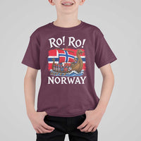 Ro Ro Norway Viking Row T Shirt For Kid Norwegian Flag Longship for Norge Football Fan