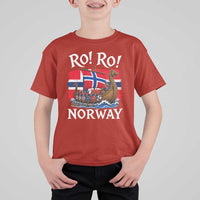 Ro Ro Norway Viking Row T Shirt For Kid Norwegian Flag Longship for Norge Football Fan
