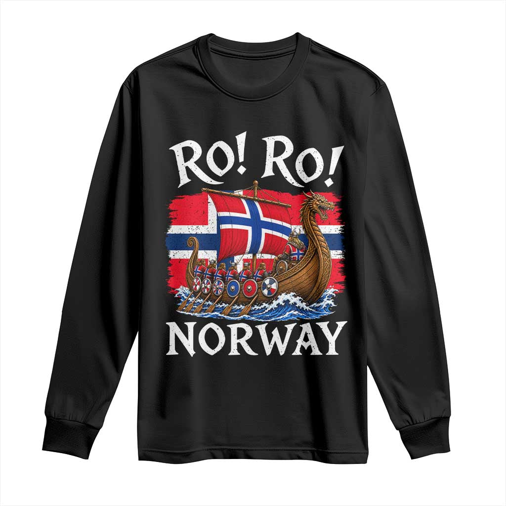 Ro Ro Norway Viking Row Long Sleeve Shirt Norwegian Flag Longship for Norge Football Fan