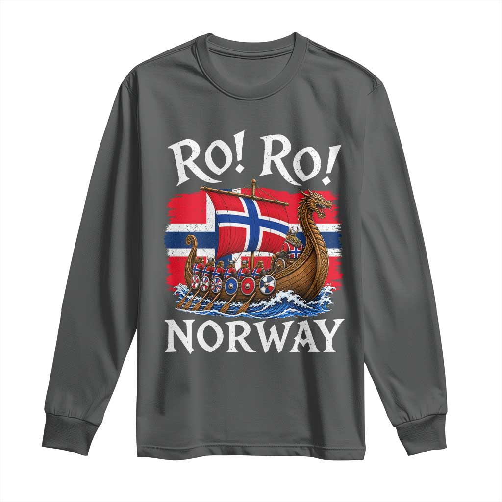 Ro Ro Norway Viking Row Long Sleeve Shirt Norwegian Flag Longship for Norge Football Fan