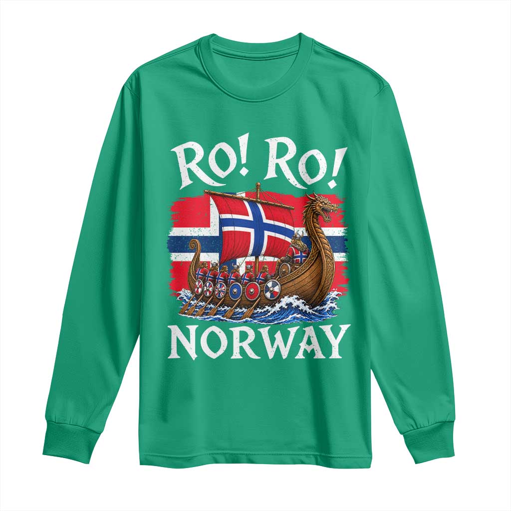 Ro Ro Norway Viking Row Long Sleeve Shirt Norwegian Flag Longship for Norge Football Fan