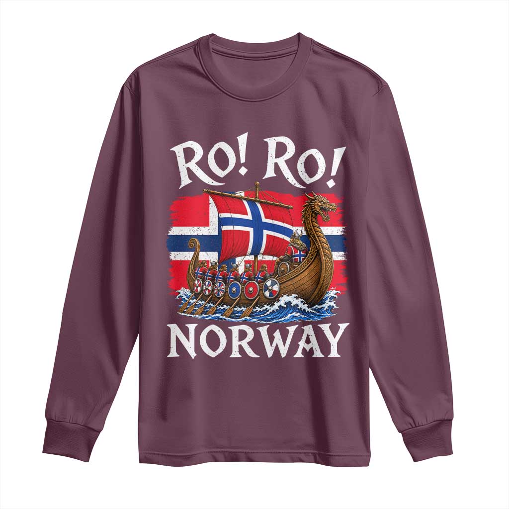 Ro Ro Norway Viking Row Long Sleeve Shirt Norwegian Flag Longship for Norge Football Fan