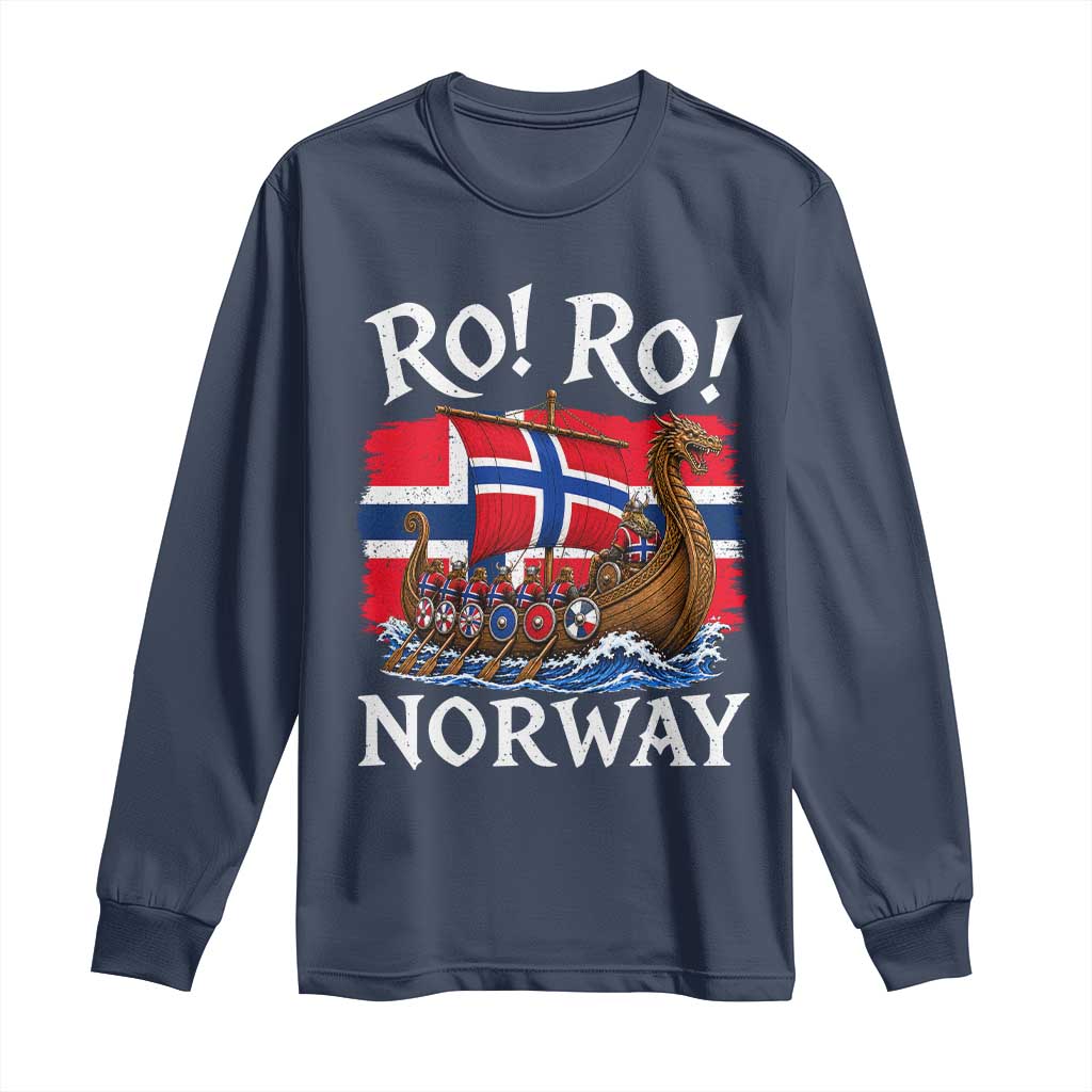 Ro Ro Norway Viking Row Long Sleeve Shirt Norwegian Flag Longship for Norge Football Fan