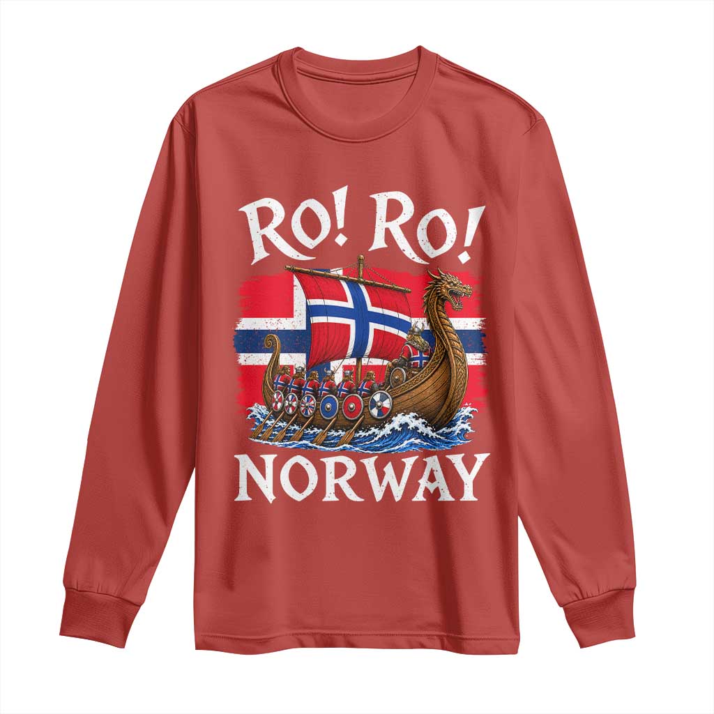 Ro Ro Norway Viking Row Long Sleeve Shirt Norwegian Flag Longship for Norge Football Fan
