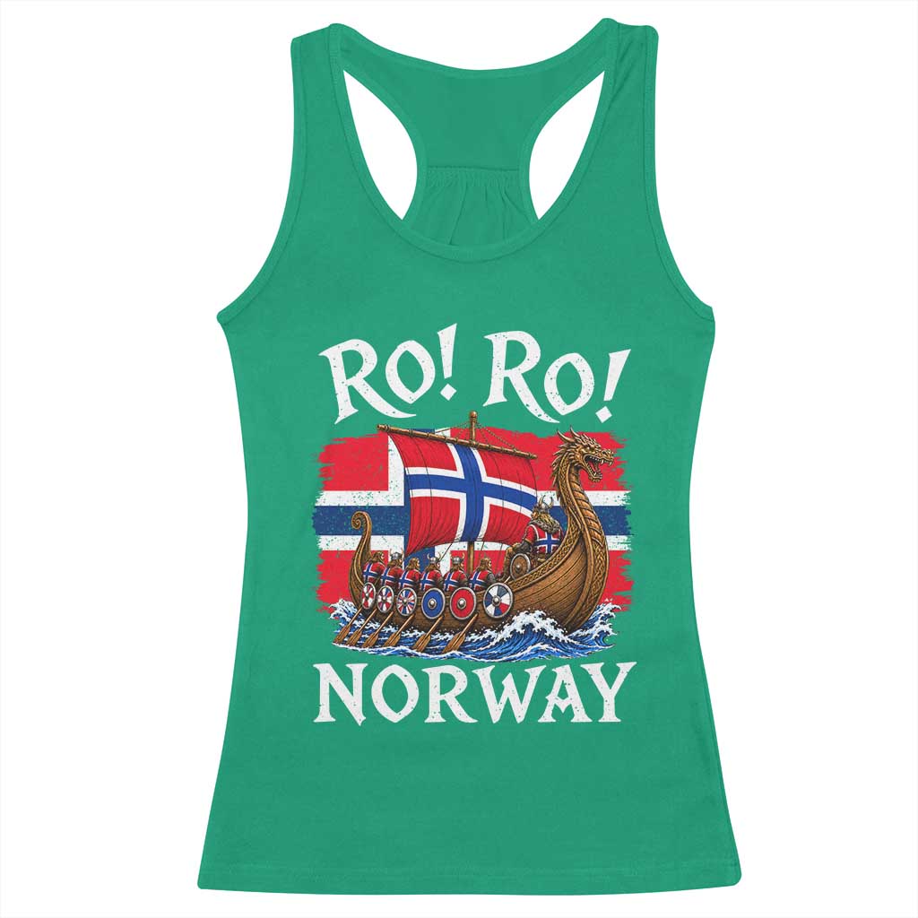 Ro Ro Norway Viking Row Racerback Tank Top Norwegian Flag Longship for Norge Football Fan