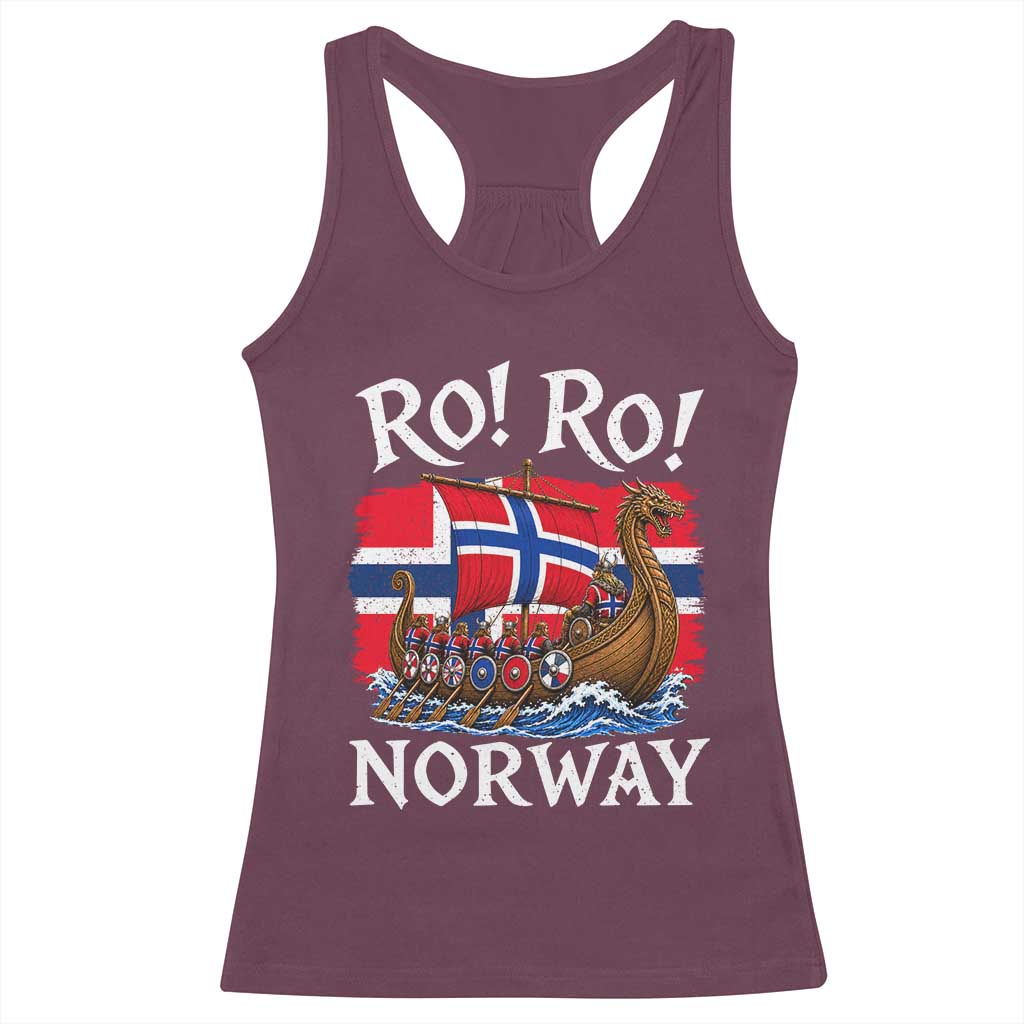 Ro Ro Norway Viking Row Racerback Tank Top Norwegian Flag Longship for Norge Football Fan