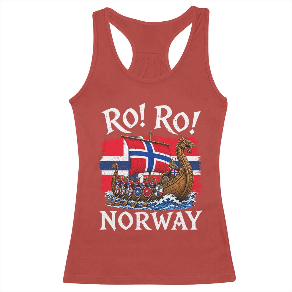 Ro Ro Norway Viking Row Racerback Tank Top Norwegian Flag Longship for Norge Football Fan