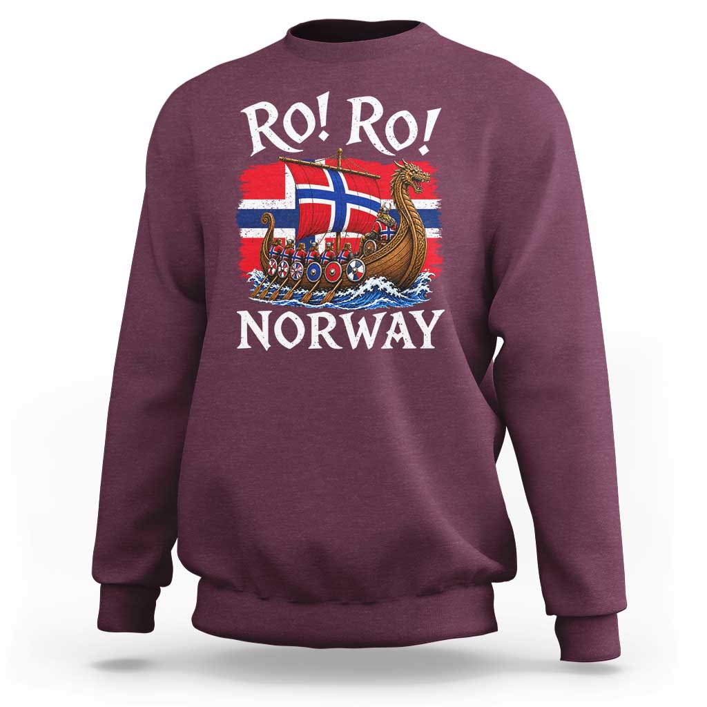 Ro Ro Norway Viking Row Sweatshirt Norwegian Flag Longship for Norge Football Fan