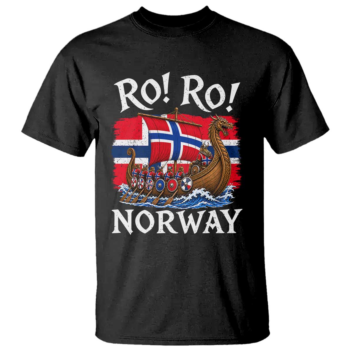 Ro Ro Norway Viking Row T Shirt Norwegian Flag Longship for Norge Football Fan