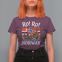 Ro Ro Norway Viking Row T Shirt For Women Norwegian Flag Longship for Norge Football Fan
