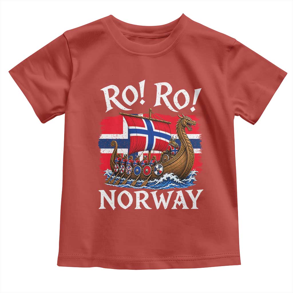 Ro Ro Norway Viking Row Toddler T Shirt Norwegian Flag Longship for Norge Football Fan
