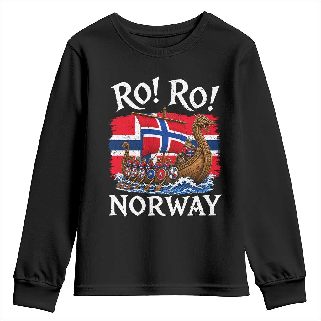 Ro Ro Norway Viking Row Youth Sweatshirt Norwegian Flag Longship for Norge Football Fan
