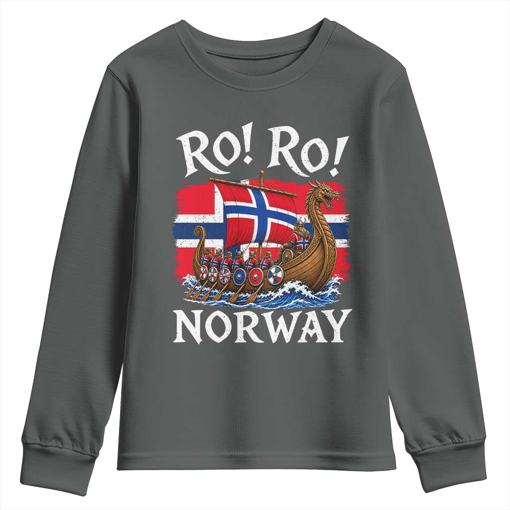 Ro Ro Norway Viking Row Youth Sweatshirt Norwegian Flag Longship for Norge Football Fan