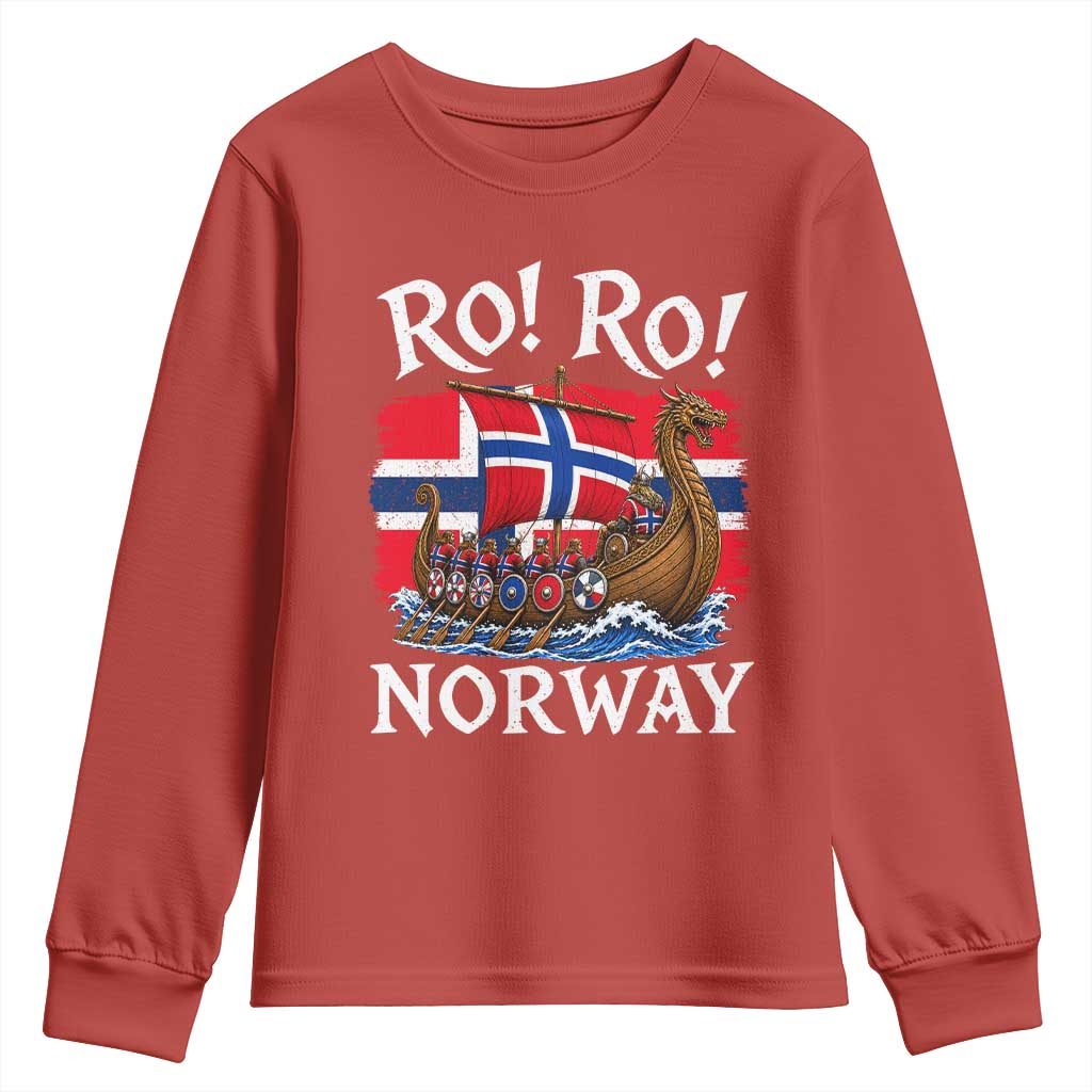 Ro Ro Norway Viking Row Youth Sweatshirt Norwegian Flag Longship for Norge Football Fan