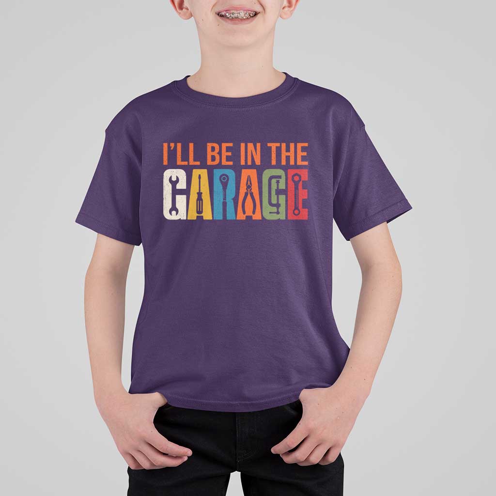 I Will Be In The Garage Funny Car Mechanic T Shirt For Kid Dad Joke Handyman Mechanics Tool