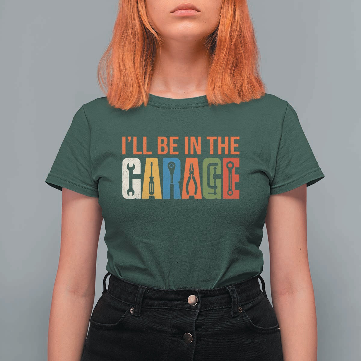 I Will Be In The Garage Funny Car Mechanic T Shirt For Women Dad Joke Handyman Mechanics Tool