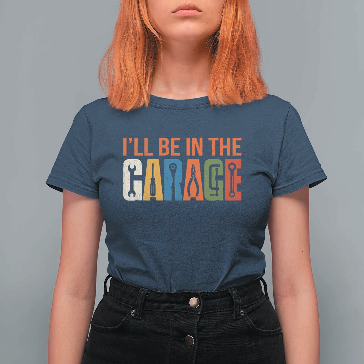 I Will Be In The Garage Funny Car Mechanic T Shirt For Women Dad Joke Handyman Mechanics Tool