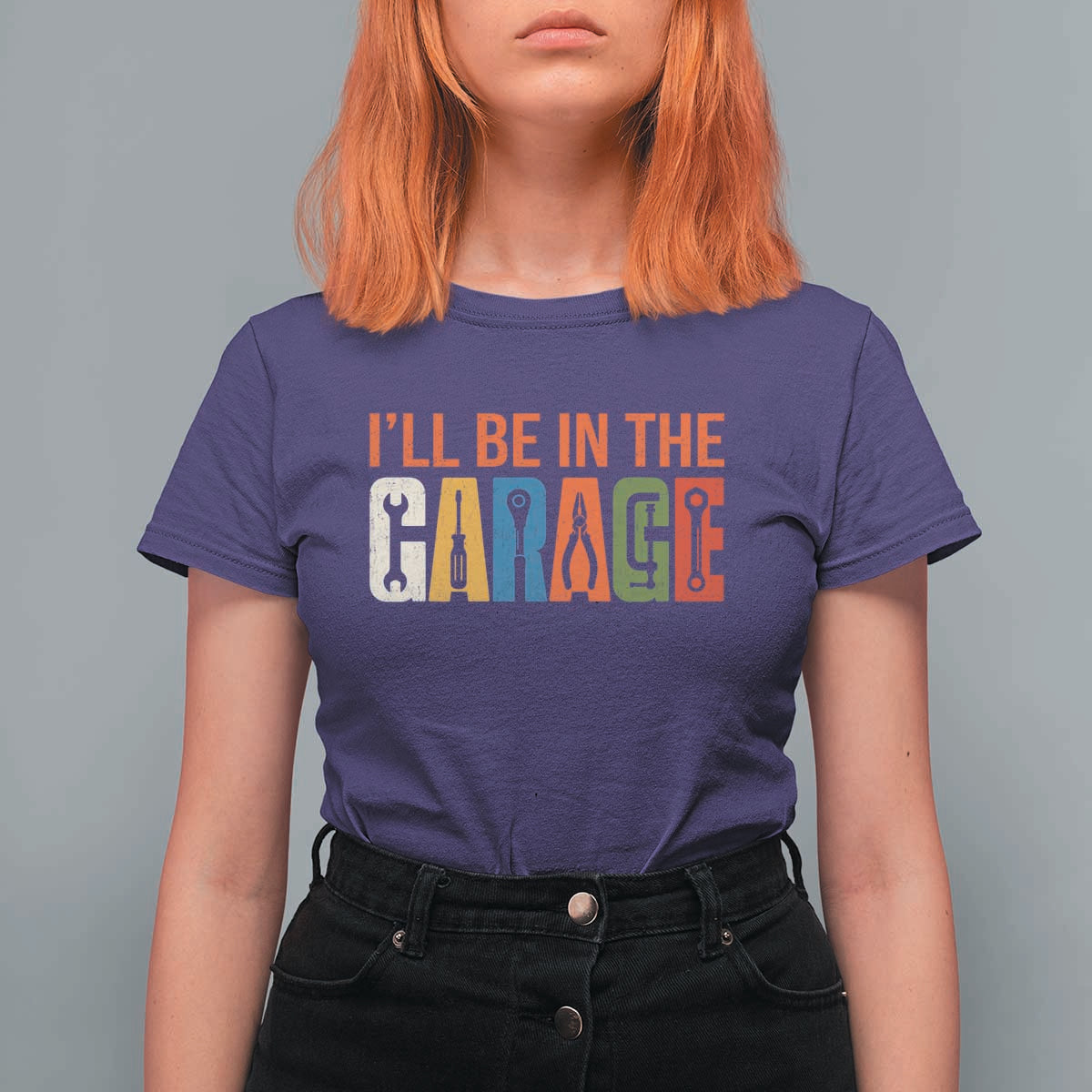 I Will Be In The Garage Funny Car Mechanic T Shirt For Women Dad Joke Handyman Mechanics Tool