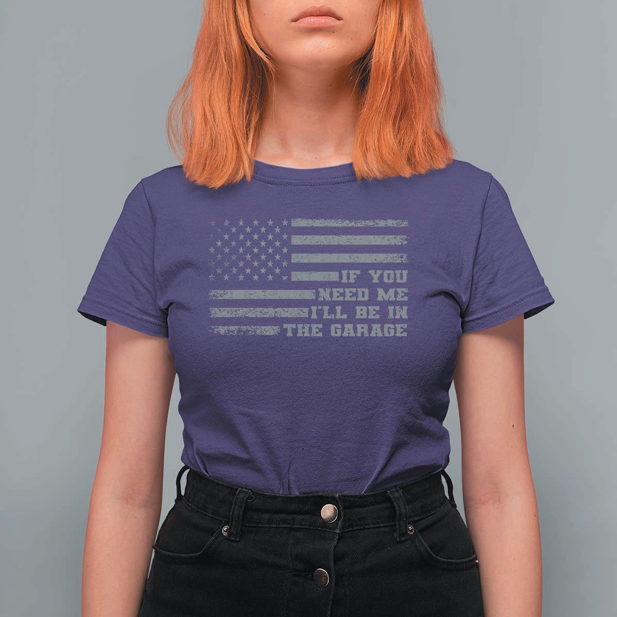 If You Need Me I Will Be In The Garage Funny Mechanic T Shirt For Women Vintage American Flag