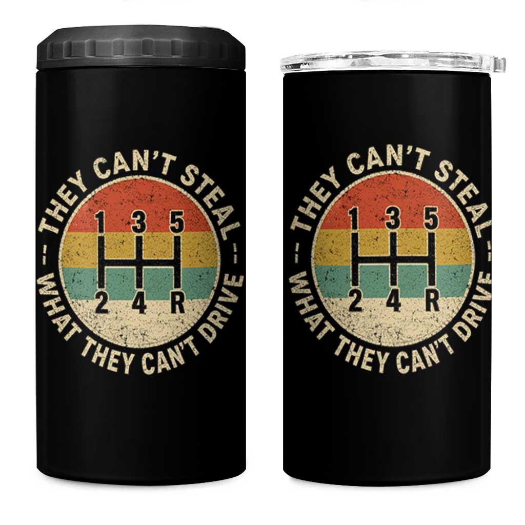 They Can't Steal What They Can't Drive 4 in 1 Can Cooler Tumbler Funny Stick Shift Manual Car