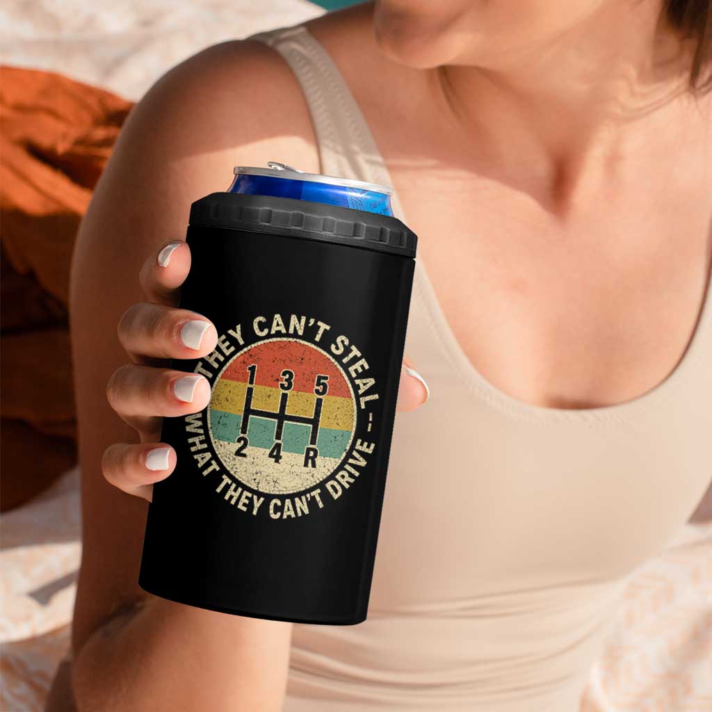 They Can't Steal What They Can't Drive 4 in 1 Can Cooler Tumbler Funny Stick Shift Manual Car
