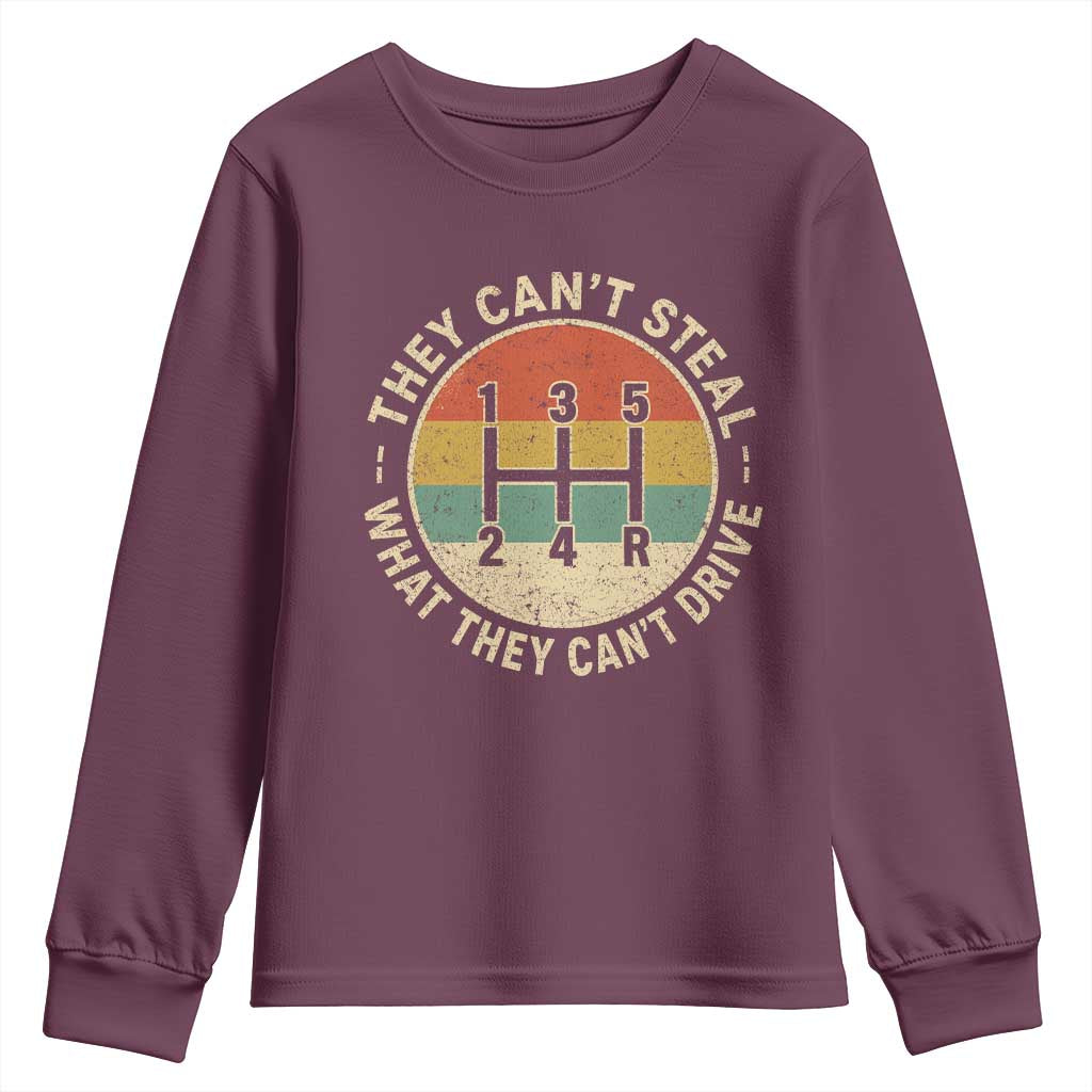 They Can't Steal What They Can't Drive Youth Sweatshirt Funny Stick Shift Manual Car