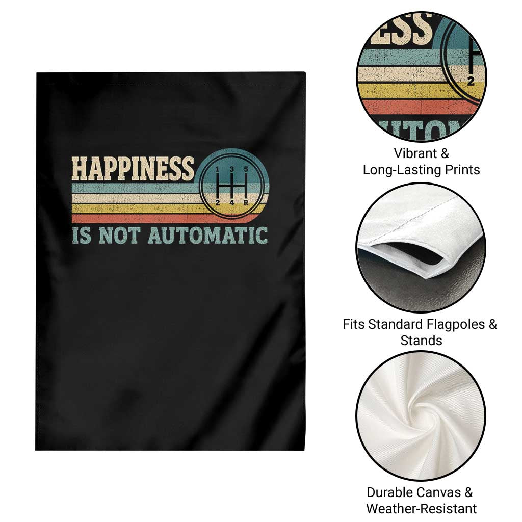 Happiness Is Not Automatic 5 Speed Manual Transmission Car Garden Flag