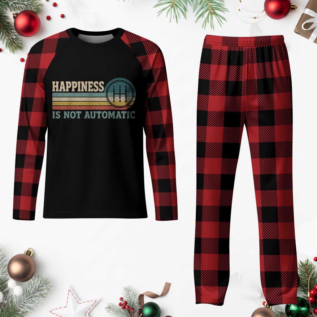 Happiness Is Not Automatic 5 Speed Manual Transmission Car Plaid Pajama Set