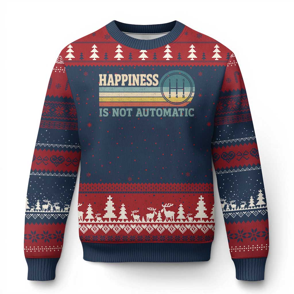 Happiness Is Not Automatic 5 Speed Manual Transmission Car Ugly Christmas Sweater