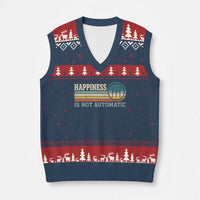 Happiness Is Not Automatic 5 Speed Manual Transmission Car V-Neck Knit Sweater Vest
