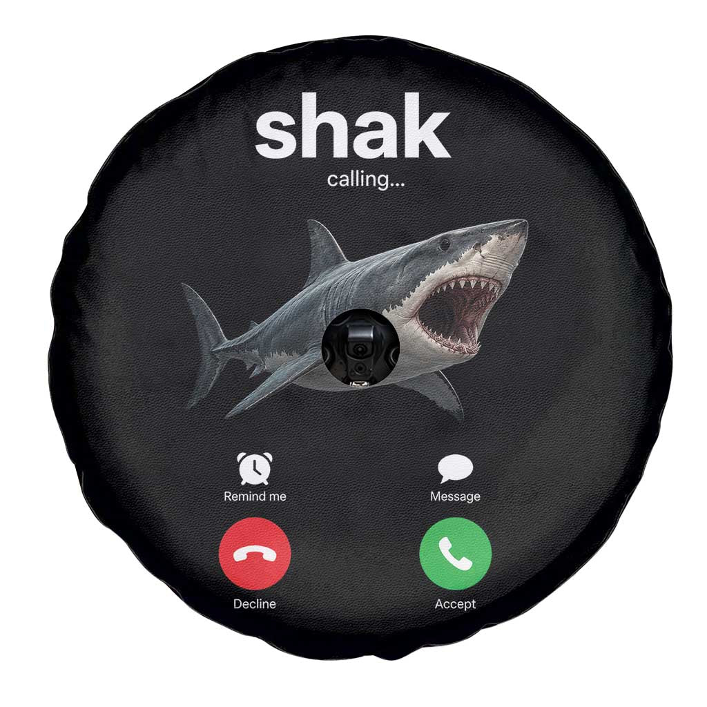 Shark Calling Meme Mispelled Shak Incoming Call Humor Spare Tire Cover