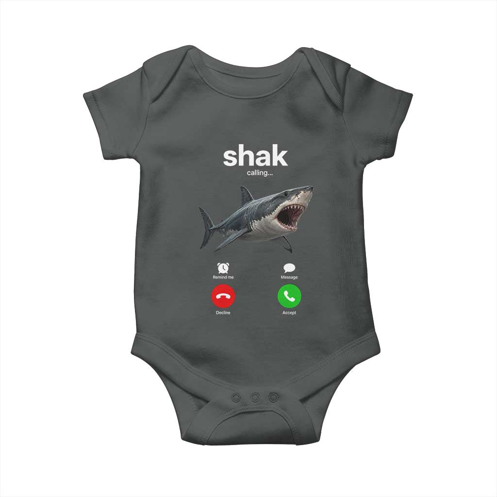 Shark Calling Meme Mispelled Shak Incoming Call Humor Baby Onesie