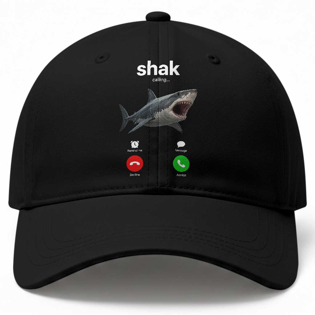 Shark Calling Meme Mispelled Shak Incoming Call Humor Baseball Cap