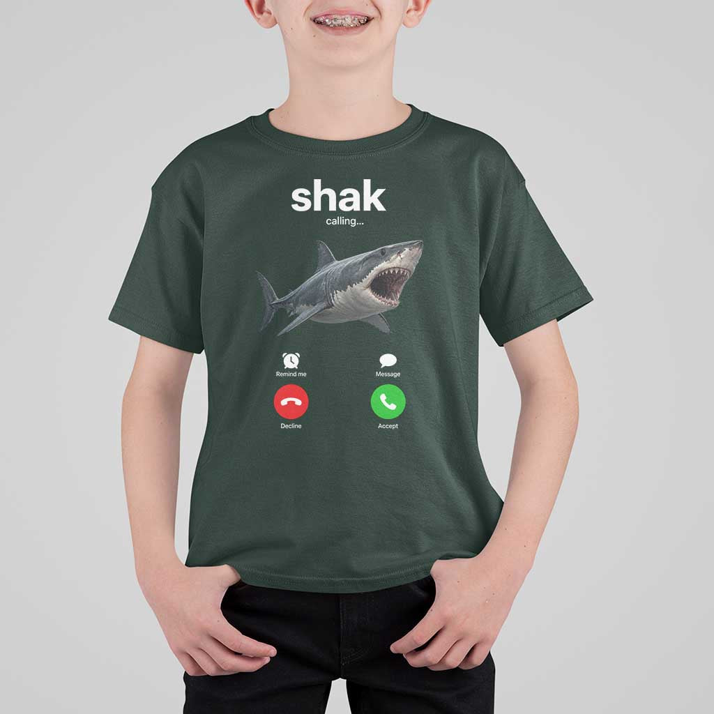 Shark Calling Meme Mispelled Shak Incoming Call Humor T Shirt For Kid